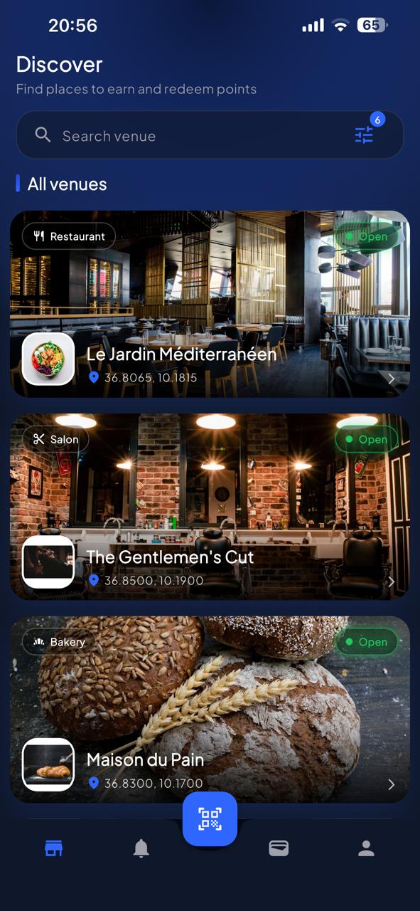 Découverte des commerces partenaires dans l'app Poinety